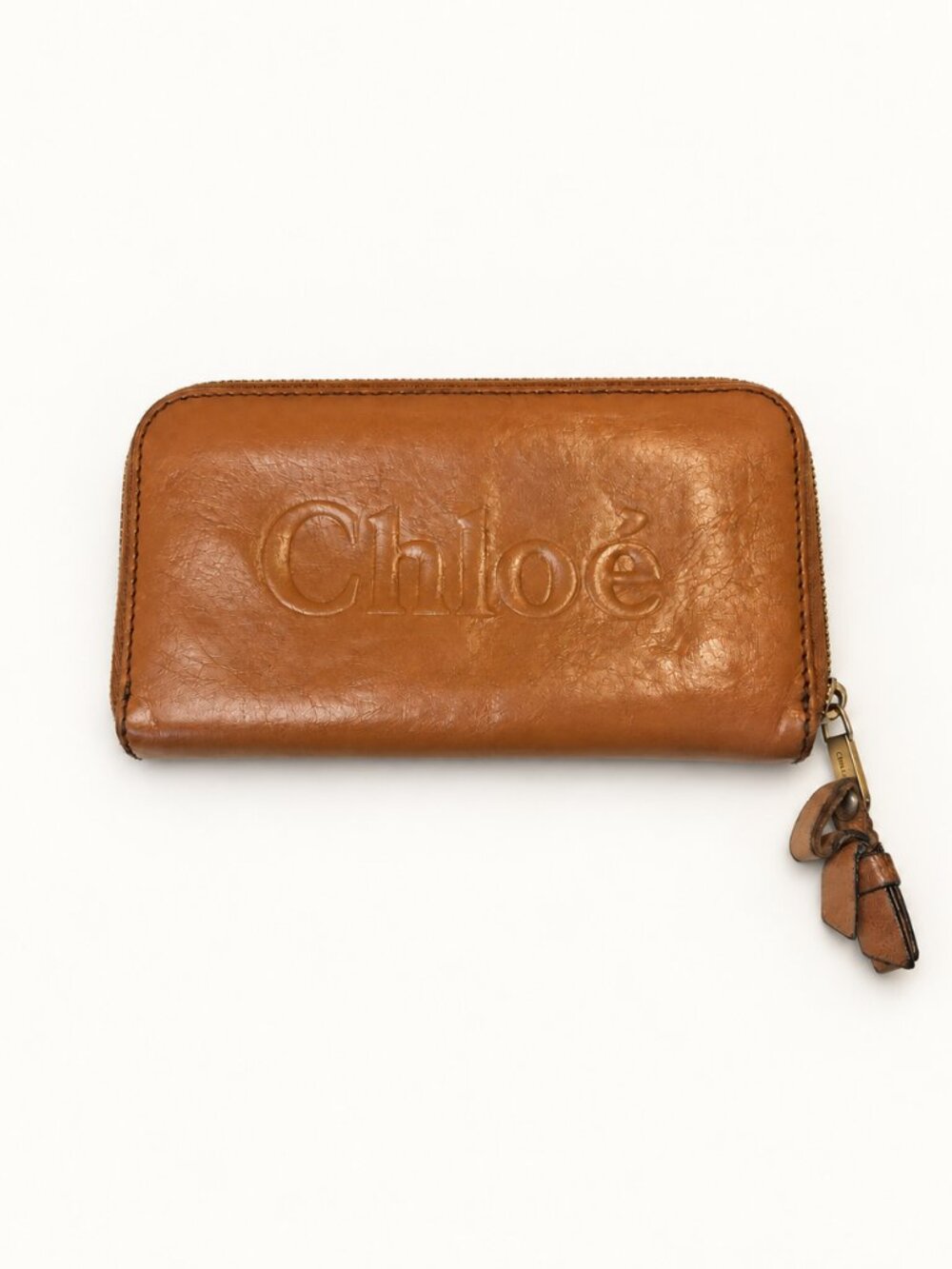 Chloé Brown Leather Zip Around Long Wallet